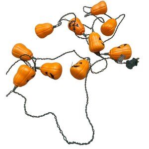 pumpkin Halloween strain decoration lights 104" long orange plastic works READ
